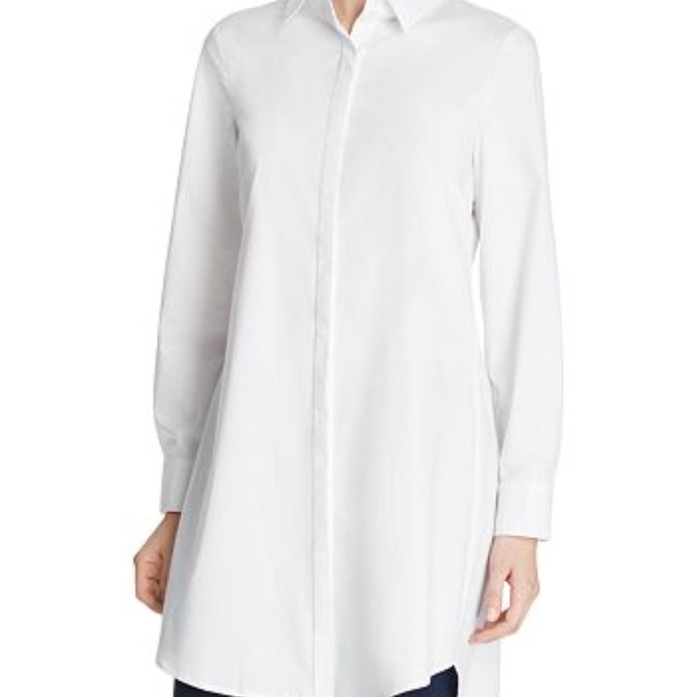 White Cupio Zip Back High/Low Tunic Shirt